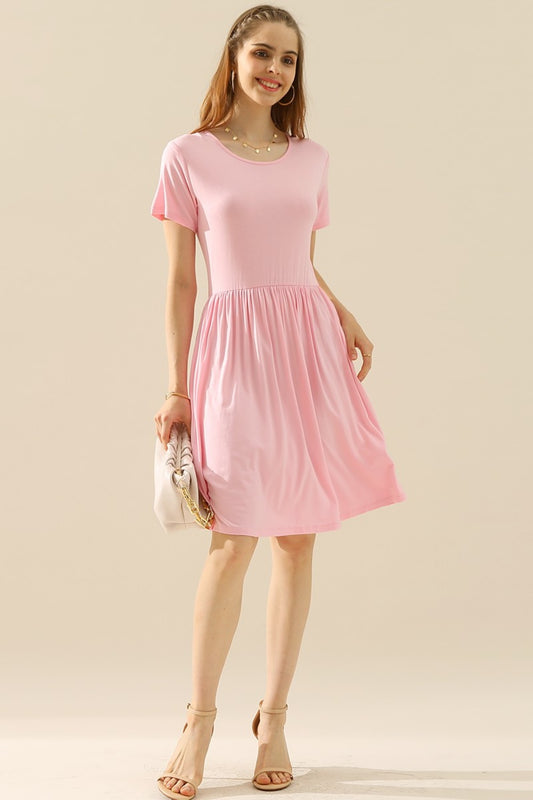 Simply Ruched Dress with Pockets