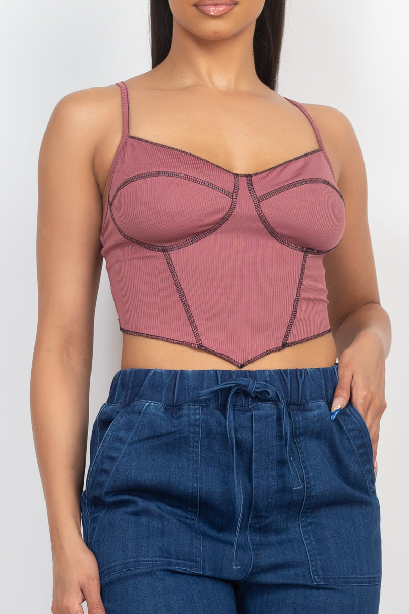 Bustier Sleeveless Ribbed Top Mauve