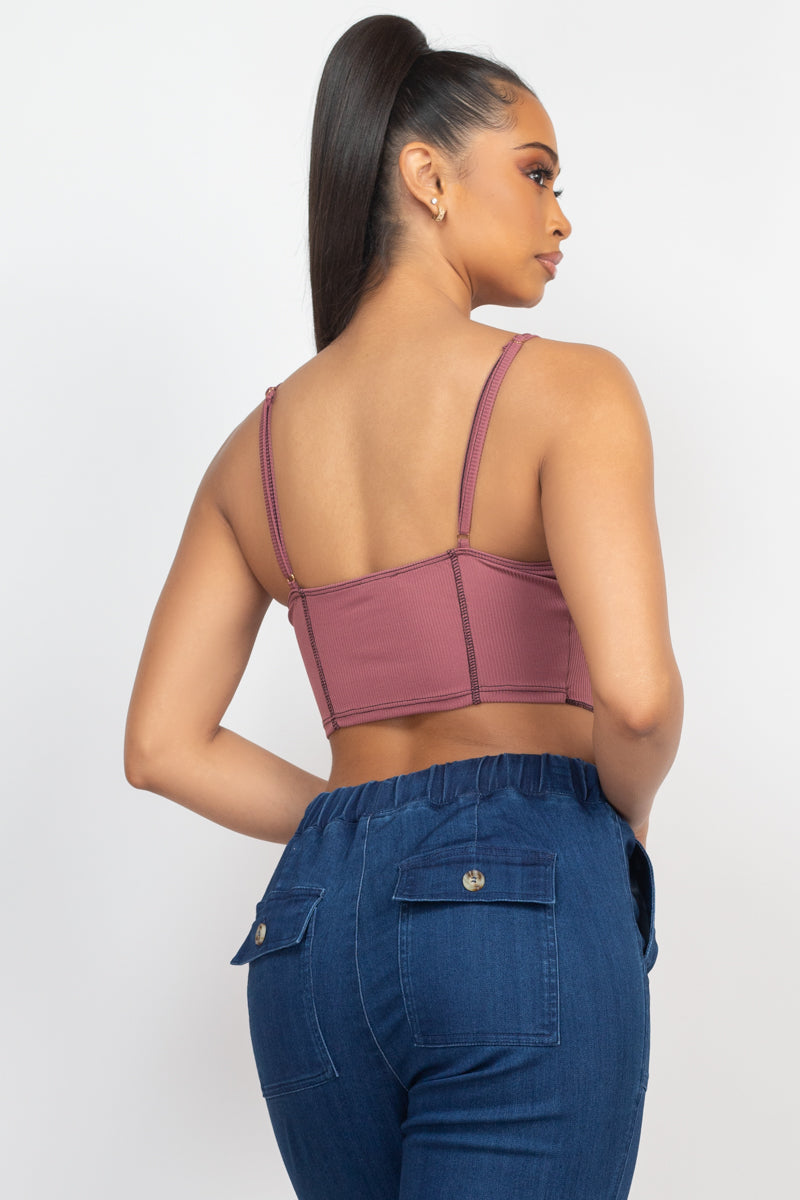 Bustier Sleeveless Ribbed Top Mauve